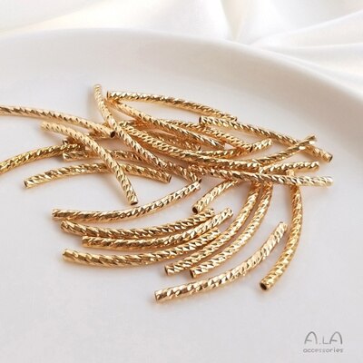 10 Teile/satz 14k Gold Beschichtung Nie Verblassen schneiden Facette Gebogene Rohr S-Förmigen Rohr DIY Handgemachte Armbinde Schnur schmuck Zubehör: C- 35mmx2mm 10stck