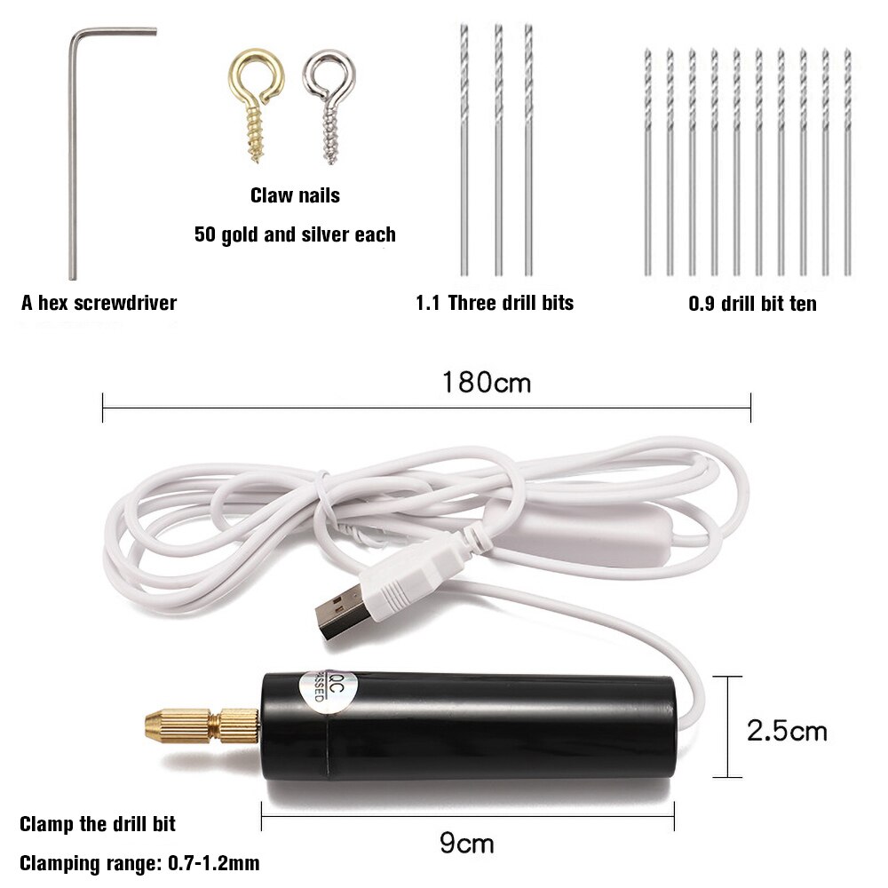 Mini taladros eléctricos artesanales, 5V de CC, taladro USB portátil de mano con 3 piezas para manualidades: Package B