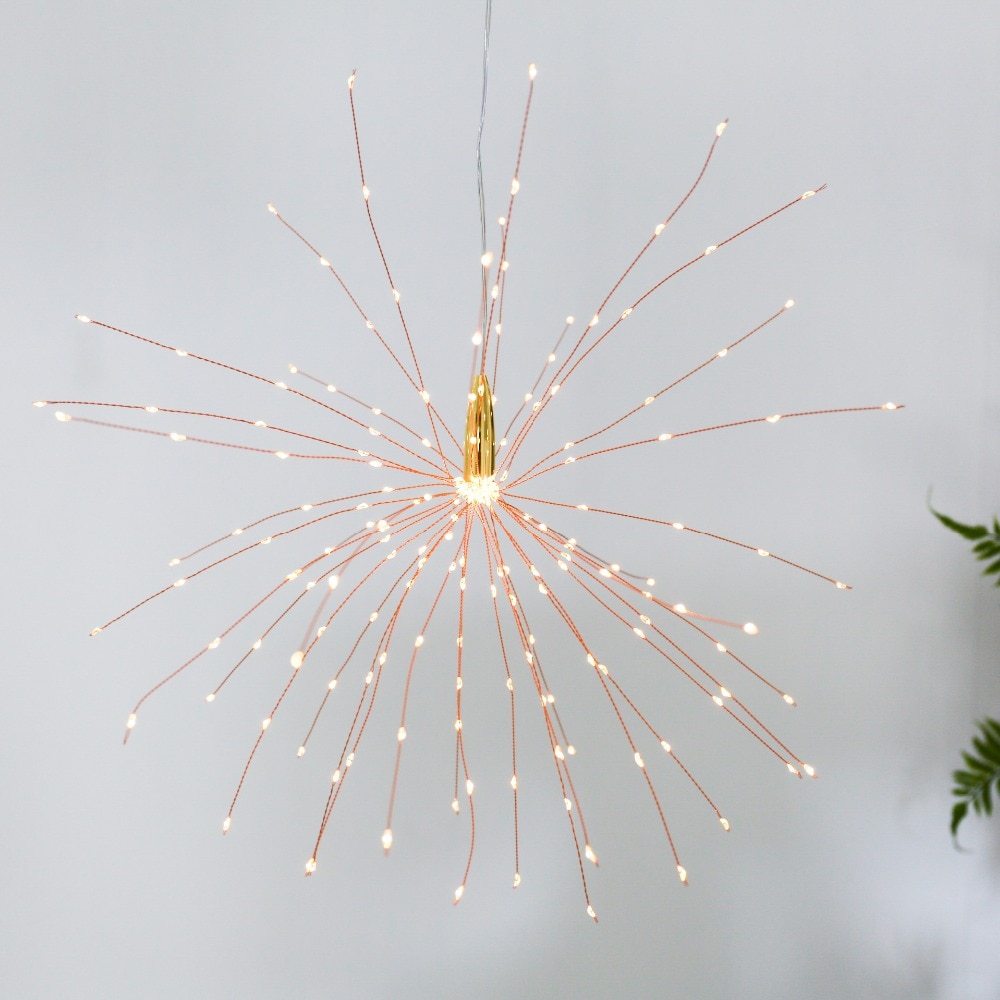 200 LED Copper Starburst Hanging Lights Flash Lights Remote Controller Battery for Christmas Wedding Outdoor Party Decoration
