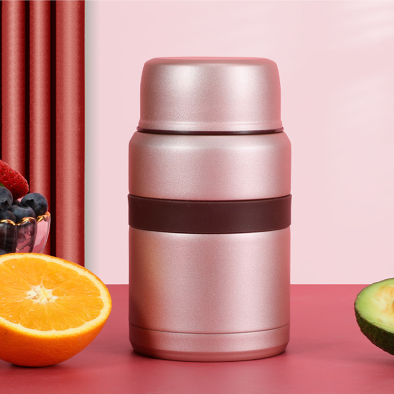 Roestvrij Staal Voedsel Thermos 12-24 Uur Vacuüm Lunchbox Thermo Container Soep Pot Geïsoleerde Thermosflessen: HE101-pink-500ML