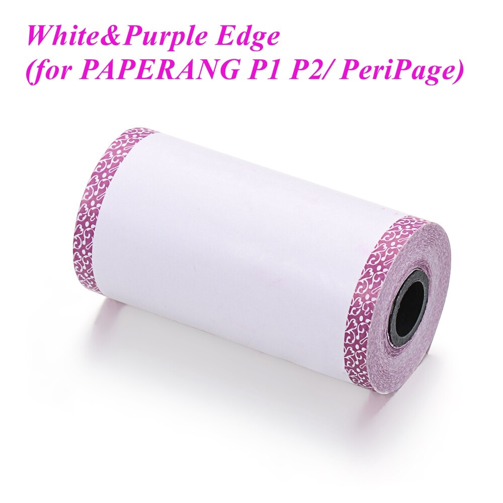 1 Roll Colorful Printer Sticker Non-adhesive Thermal Paper Direct Thermal Paper P1/P2 57*30mm For PAPERANG/ PeriPage Printer: White Purple Edge