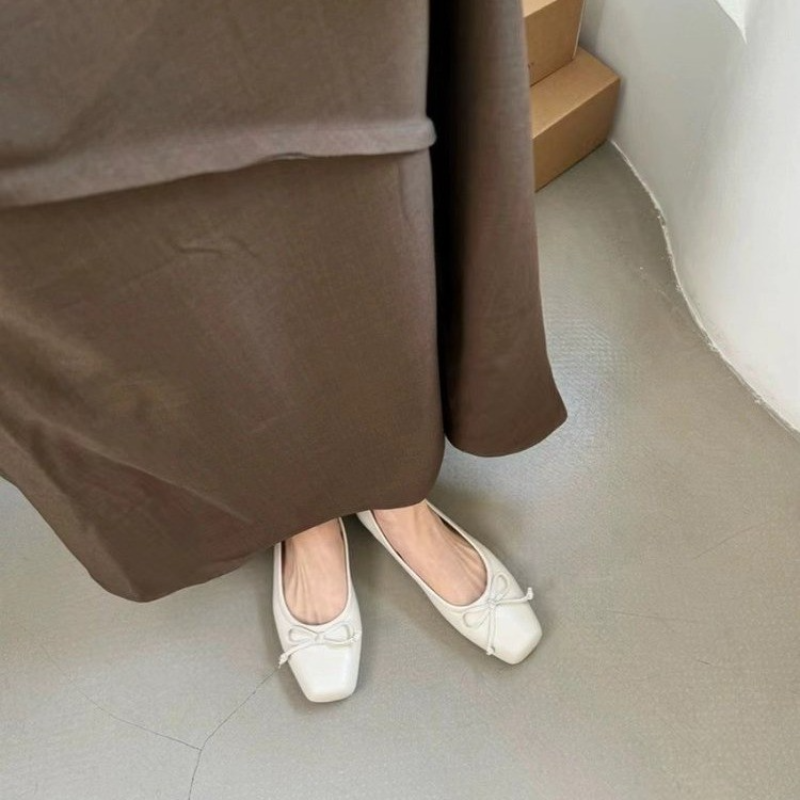 Bowtie scarpe basse donna ballerine punta quadrata Slip on ballerine mocassini pigri mocassini scarpe Casual Comfort da donna 2024