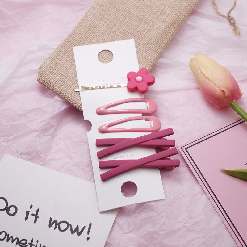5 Stks/partij Leuke Meisjes Haarspelden En Clips Set Baby Kids Bloem Barrette Haarspelden Snoep Kleuren Kind Hoofddeksels Haar Accessoires: 06WtmlRed