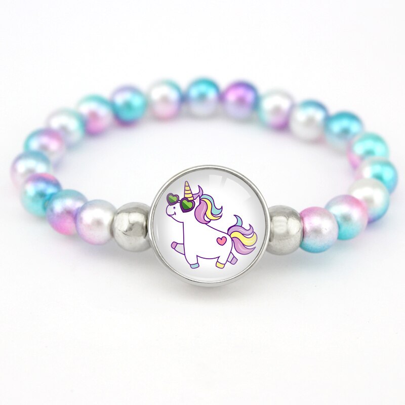 Pulseras de cuentas de unicornio, joyería de de sirena, de de cumpleaños para mujeres y niñas, muchos estilos: H17029