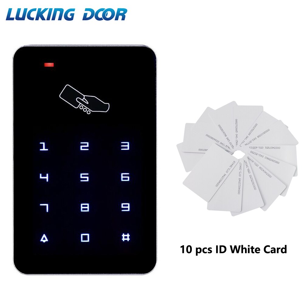 125Khz RFID Access Control Keypad digital panel Touch Screen Backlight Card Reader Rifd door access control system: AC and 10 ID cards