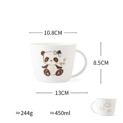 450ml keramiske krus bein kina stor kapasitet hjemmebruk frokost melk saftige krus søte kaninbjørn pinnsvin panda trykt: B