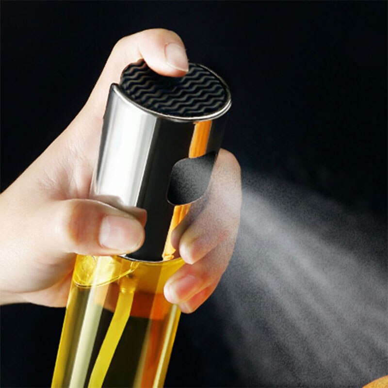 Stainless steel Sprayer Oil Bottle Leak-proof Nozzle Type Oil Can Press Oil Bottle Dispenser Kitchen BBQ Cooking Glass Oil Spray