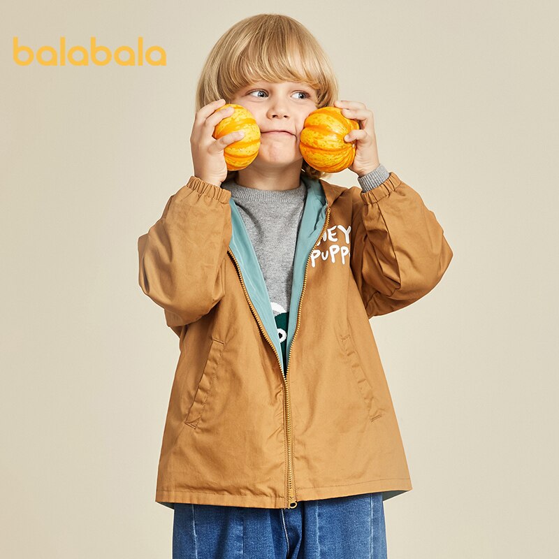 Balabala Boys jacket autumn children autumn clothes children clothing pure cotton art double-sided windbreaker