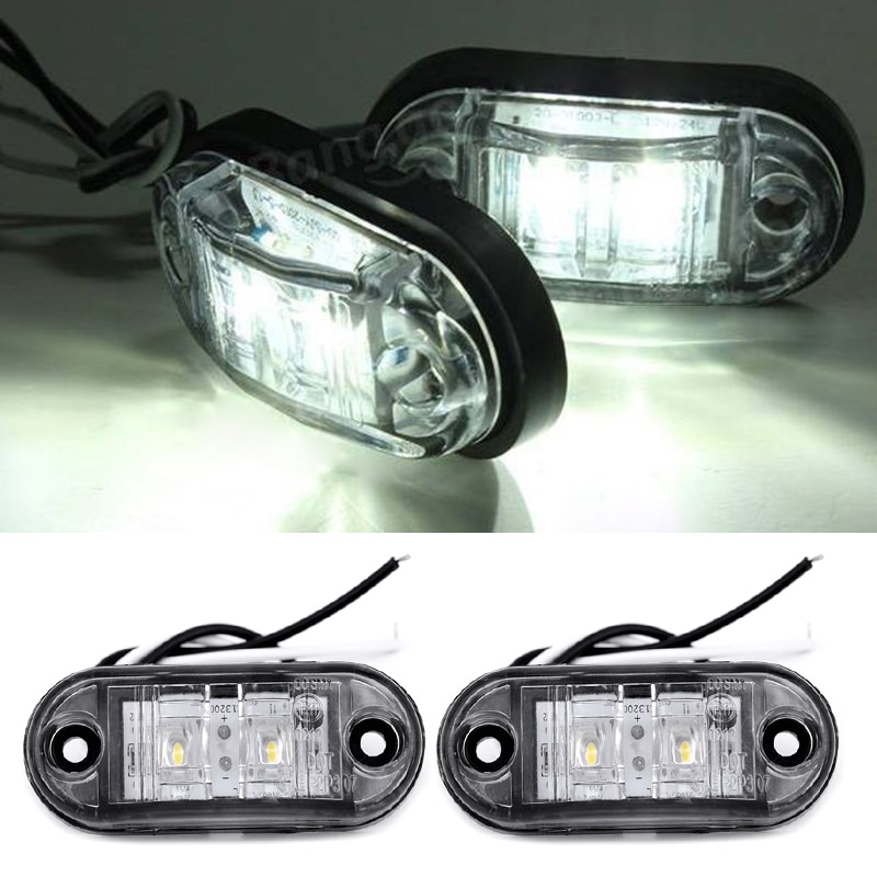 Juego de luces LED para remolque de coche, 12V, 2 uds., Indicador lateral blanco, resistentes al agua, 0,5 W, súper lámpara de plástico, camión duradero