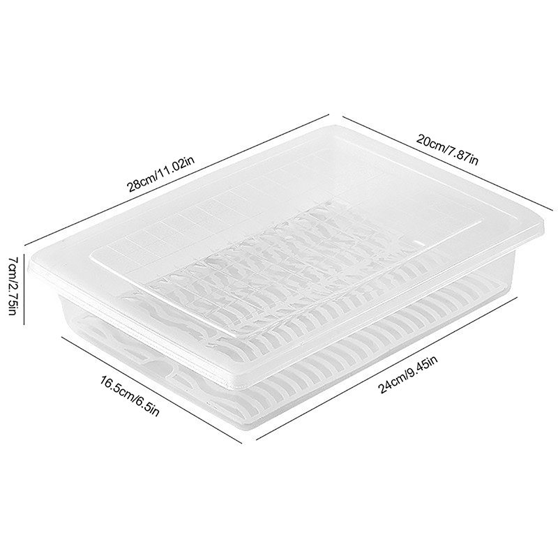 Opbevaringsboks til mad, frisk mad, beholdere, køkken, køleskab, organizer, aftagelig afløbsplade, bakke til opbevaring af frugt, grøntsager, kød, fisk