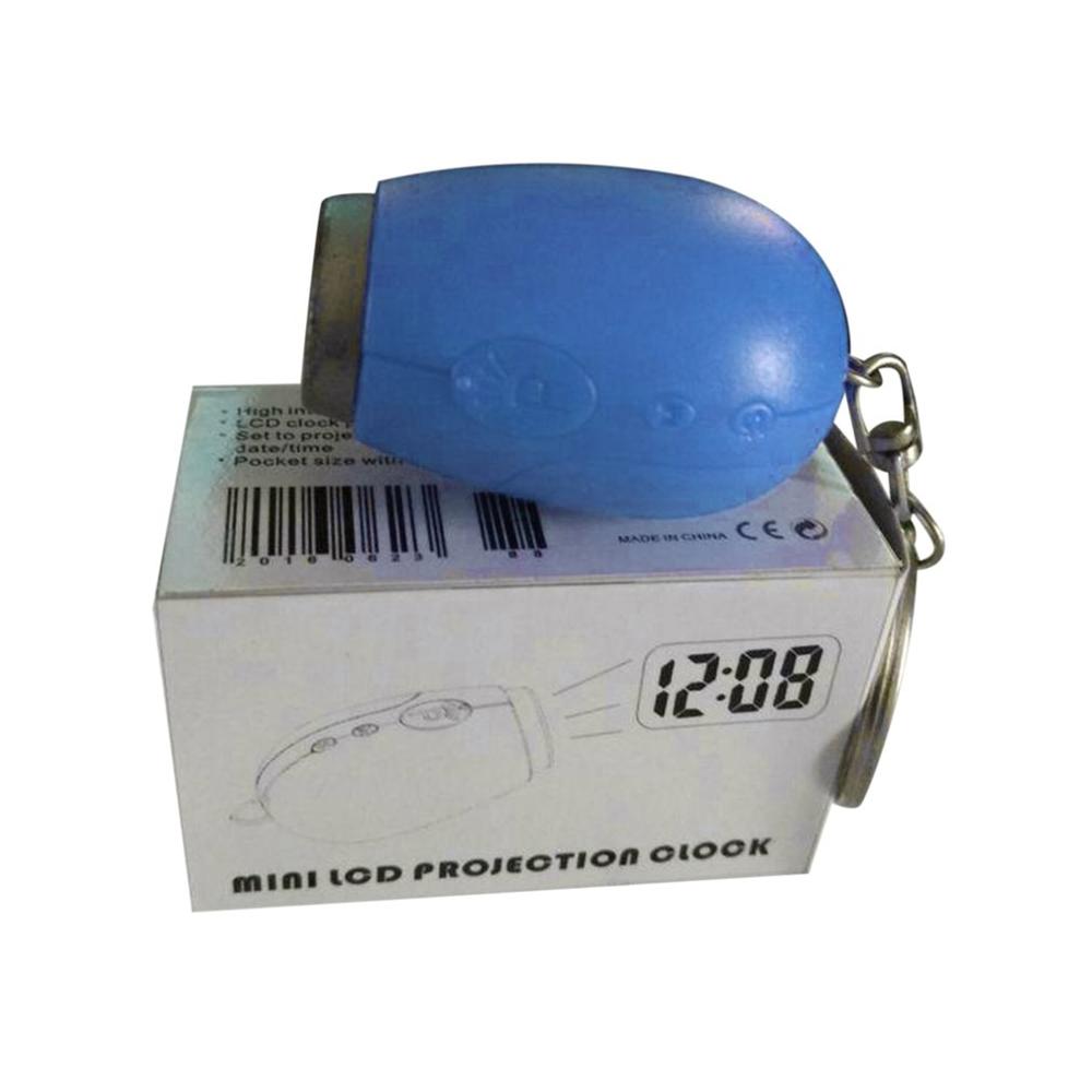 Moderne mini digitale projectieklok zaklamp draagbare led klok muur plafond tijd projectie horloge magische elektronische klok: Blauw
