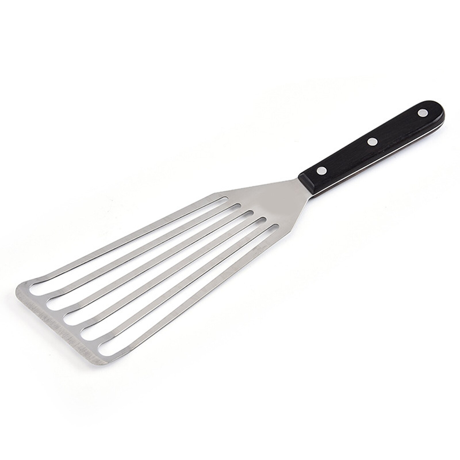 Multifunctional Slotted Frying Spatula Steak Shovel Fish Hollow Multipurpose Wooden Handle Long Time Use Kitchen Tool: Black 920