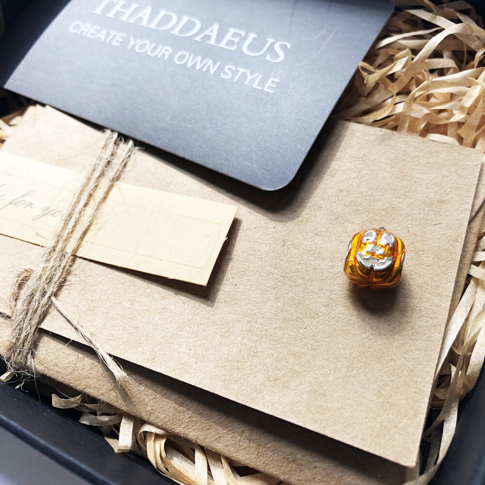 Contas halloween abóbora, prata se encaixa pulseira thomas colar europeu diy bijoux jóias accessorie presente para mulher