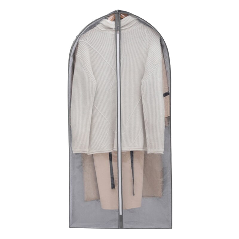 Hanging Garment Bag with Zipper Clothes Dress Suit Coat Clear Dust Cover Protection Storage Pouch Case Home Closet Organizer: Gray / S
