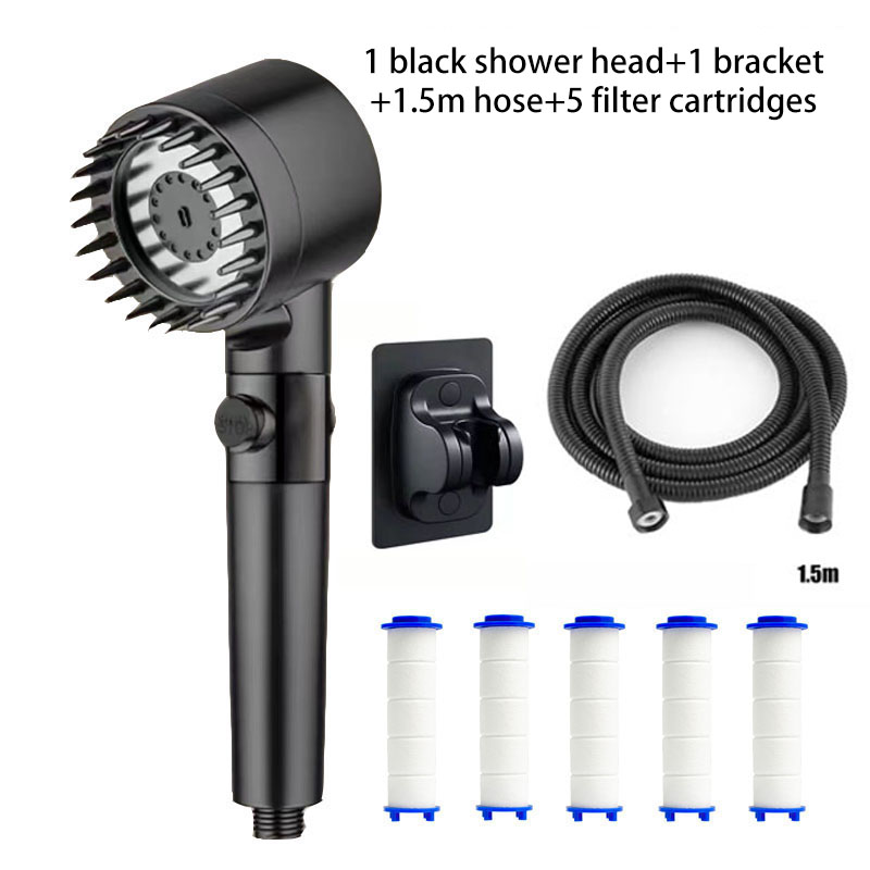 Filtro de ducha, cuatro modos, accesorios de baño, cabezal de masaje, cabezal de ducha lleno para cabezales de ducha, perillas, piezas de duchas, accesorio para el hogar: Azul marino