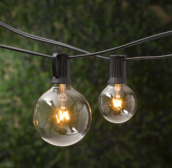 Uteplatsljus  g40 klot fest julslinga ljus, varm vit 25 klara vintage glödlampor 25ft fairy light, dekorativ utomhus girlander