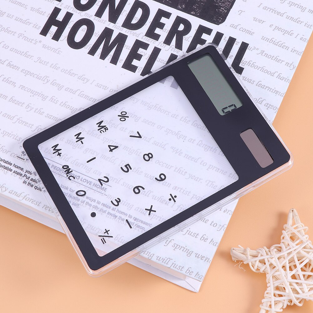 2Pcs Solar Powered Calculator Clear Touch Calculator Ultra Thin Calculator for Students