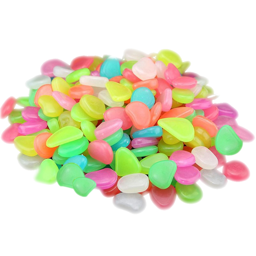 50 Pcs Fluorescent Pebble Stones Luminous Garden Walkway Flower Bed Shiny Patio Decorative Pebbles TB: Color mixing