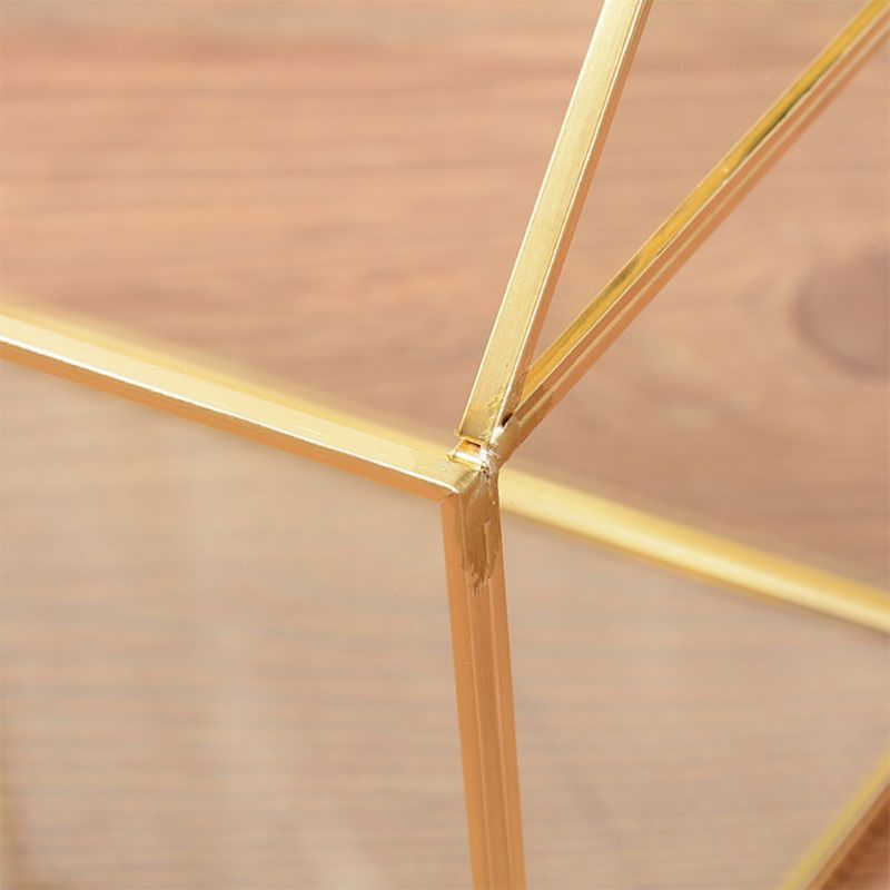 Geometric Glass Decor Terrarium Centerpiece Tabletop Planter Handmade Copper House Shape Flower Pot for Succulents