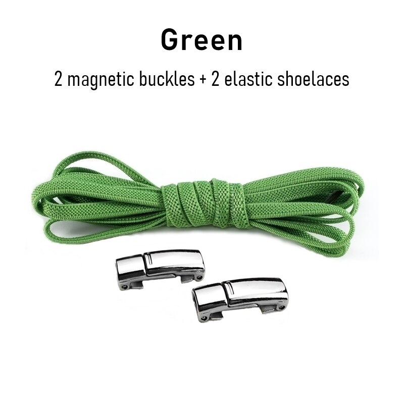1 para sznurowadła magnetyczne trampki elastyczne sznurówki metalowy zamek leniwe sznurowadła dla dzieci i dorosłych rozmiar uniwersalny but: Green
