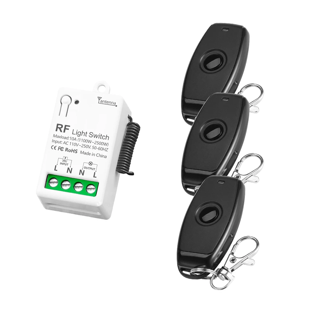 Interrupteur de lumière avec télécommande sans fil RF, AC 110V 220V 10A, relais, Mini Module de commande, transmetteur à 123 boutons pour ventilateur de lampe domestique LED: Violet