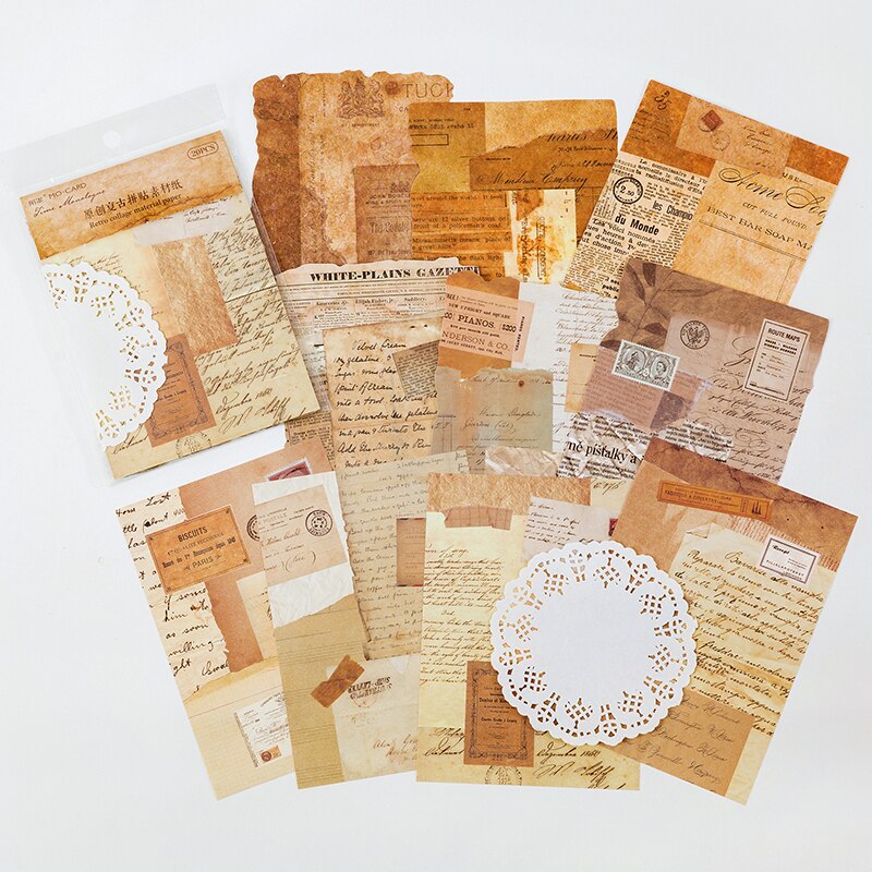 20Pcs Vintage Leaf Lady Letter Craft Paper Junk Journal Ephemera Flower Butterfly Lace Diary Scrapbooking Material Paper Packs: TypeB
