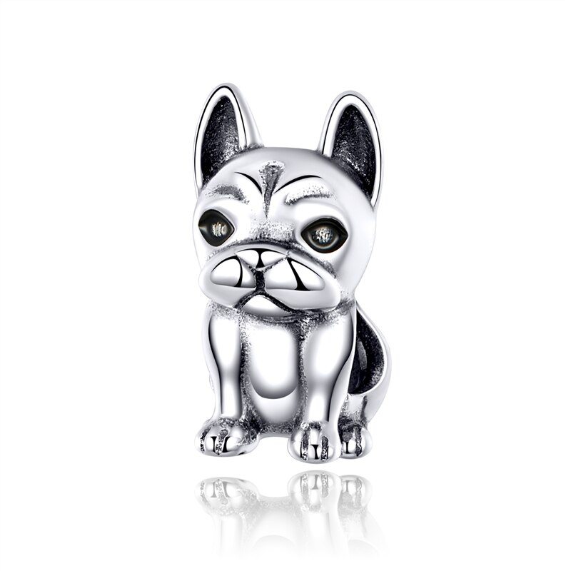 100% 925 Sterling Silber Hund der Geschichte Pudel Welpen Französisch Bulldog Perlen Charme Fit Charms Silber 925 Original armband: CMC1306