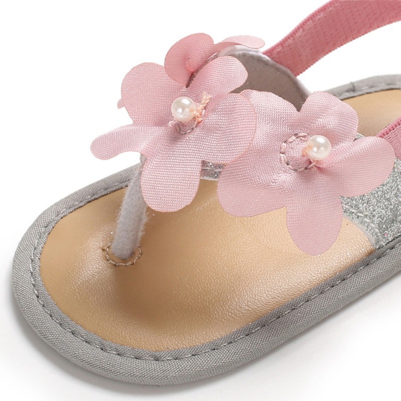 Baby Girls Pink Flower Sandal Summer Cute Floral Princess Style Breathable Non-slip Soft Bottom Cack Shoes 0-18M