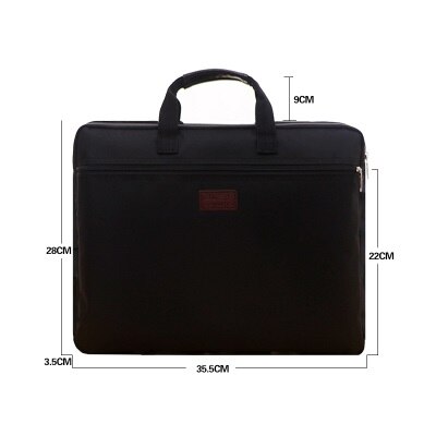 Portable document bag canvas A4 office bag men women handbag multi-layer information bag briefcase meeting bags file holder: black