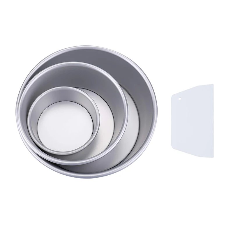 3 Tiered Round Cake Mold Set Aluminum Alloy Cake Pan Set Non Stick Baking Pans 4/6/8 inch Cakes Mould Removable Bottom 386: WHITE