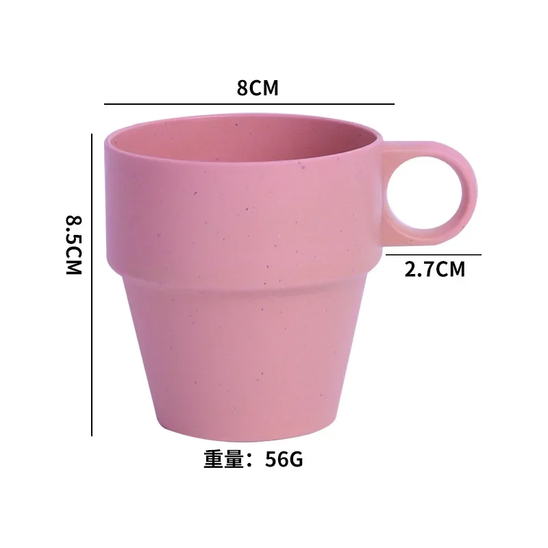 Kubek na wodę ze słomy pszennej robić prasowania Kubek z antypoślizgowym uchwytem Domowy kubek izolowany z tworzywa sztucznego Prosty kubek z tworzywa sztucznego: Różowy