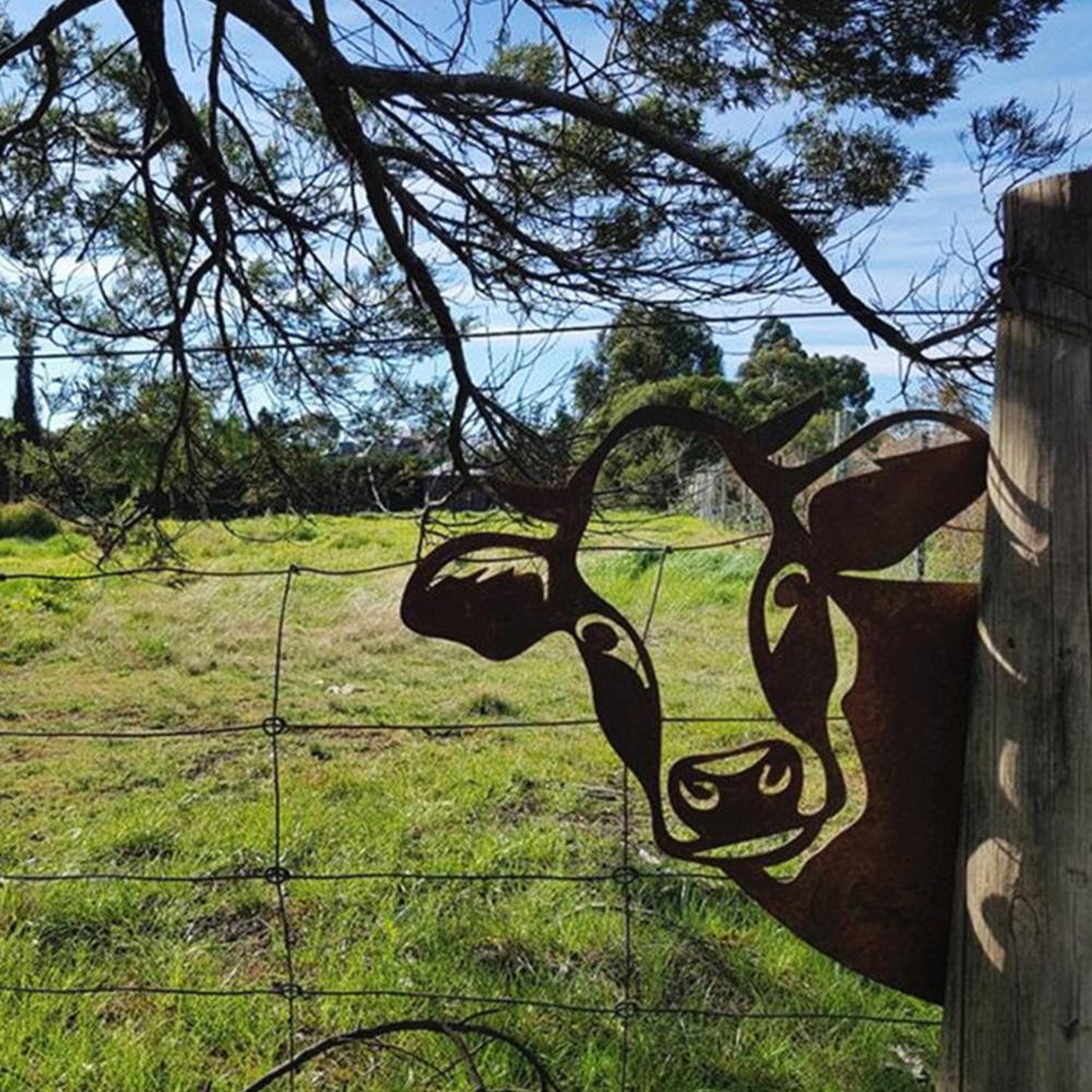 Statue en métal de vache en forme de taureau, décoration de jardin pour cour, ornement de pelouse, marron, signe d&#39;arbre de manoirs, Garde