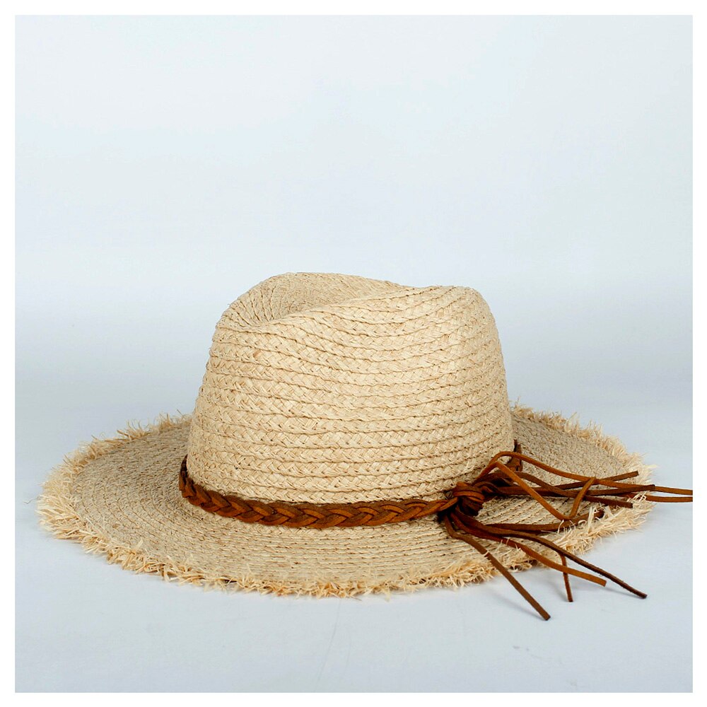 Japan raffia halm sommer kvinder rejser strand solhat dame bohemia bred skygge panama solhat solhat str. 56-58cm: Farve 6