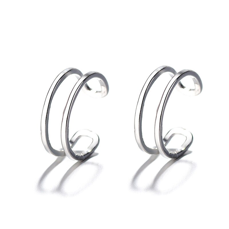 Real 925 Sterling Silver Ear Cuff Earrings Simple Non-Pierced Cartilage Earrings Ear Cuffs Clip On Earrings for Women Girls: Style C