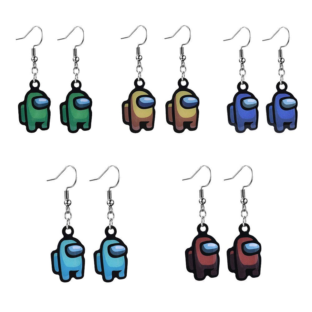 Pendientes colgantes de Juegos populares de los Estados Unidos para niñas, joyería brinco, juguetes de figuras de amongUS