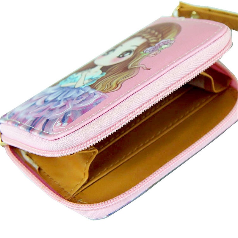 Cute Short Wallet Girl Korean Girl Purse Soft Surface PU Leather Cartoon Portable Wallet for Girls Small Coin Purse