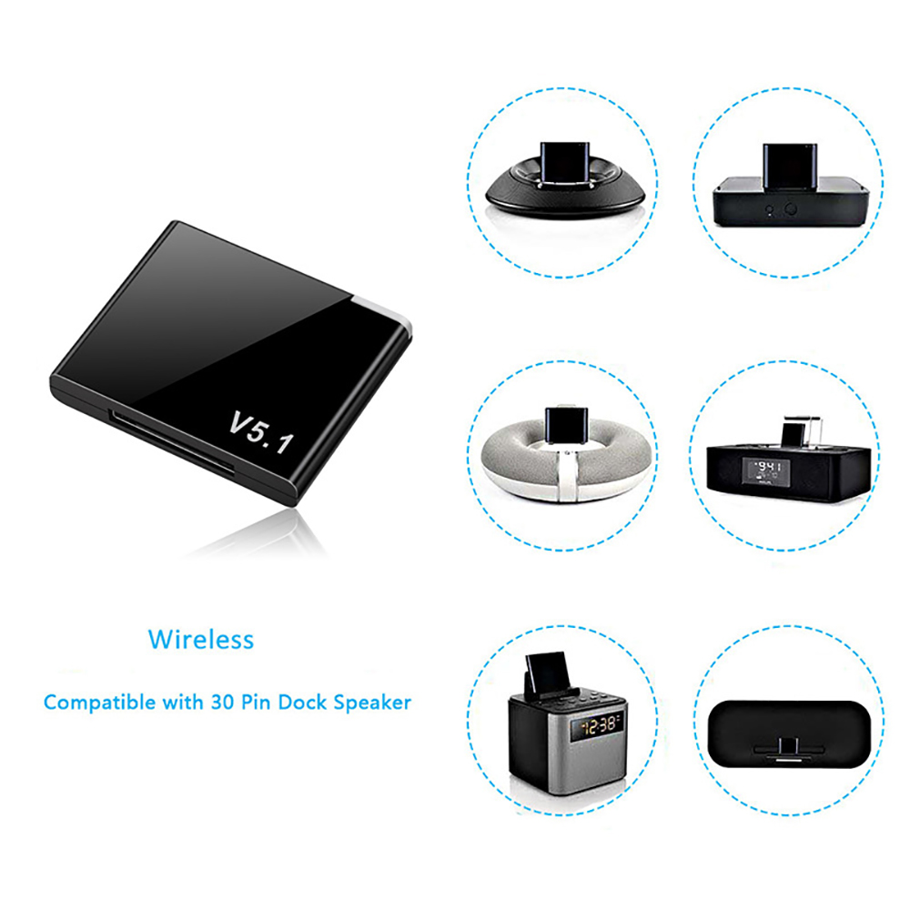 30-pins Bluetooth 5.1 audio-ontvanger A2DP muziek mini draadloze adapter voor iPhone iPod 30-pins jack analoge luidspreker