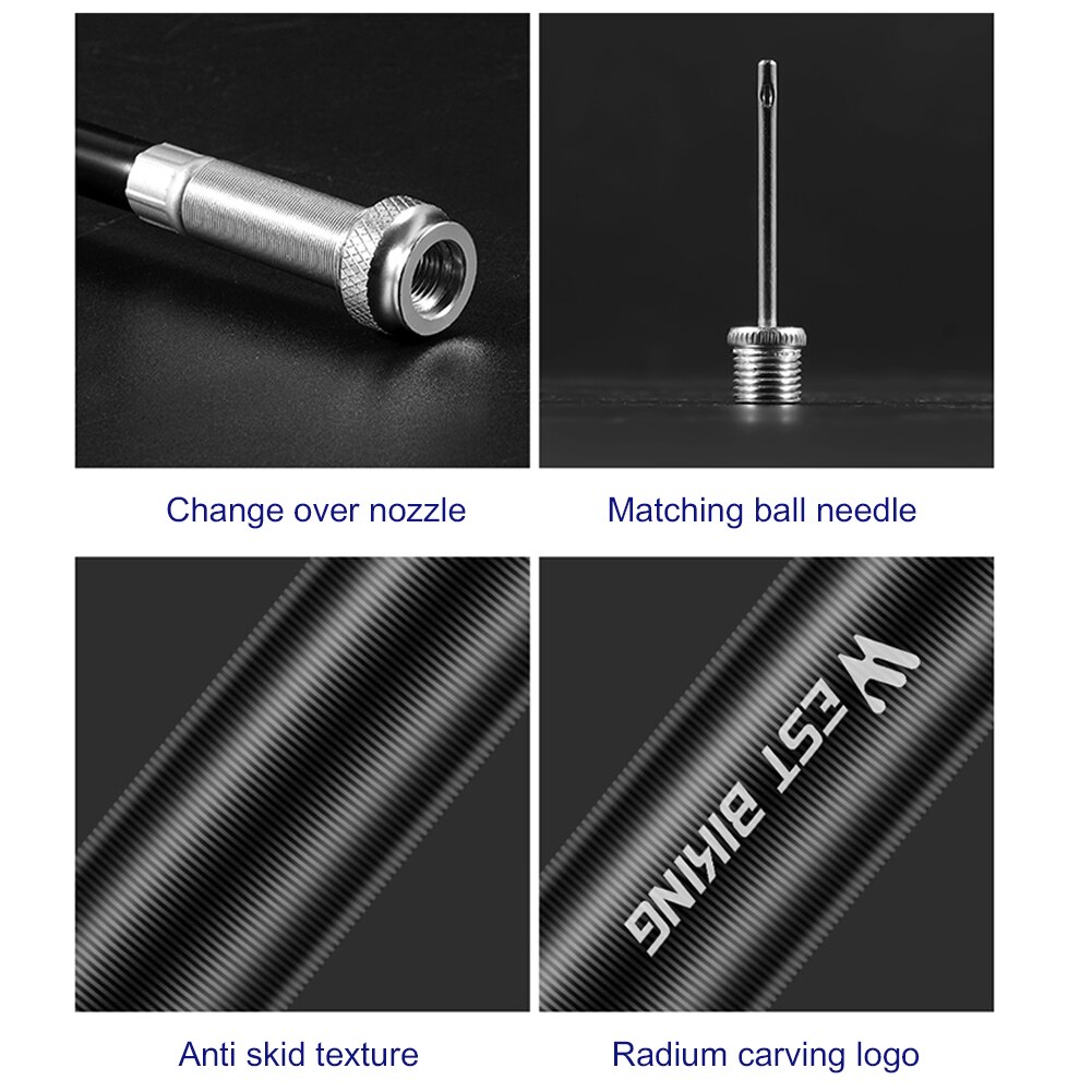 WEST BIKING Bicycle Air Pump 160PSI MTB Bike Presta Schrader Valve Hose Pump Bike Accessories with Valves Gas Needle