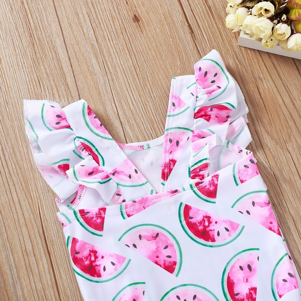 Babys Summer Clothes Kids Girls Summer Cartoon Leopard Printed Bikini One Piece Swimwear Swimsuit 2pcs Toddler Bathing Suit