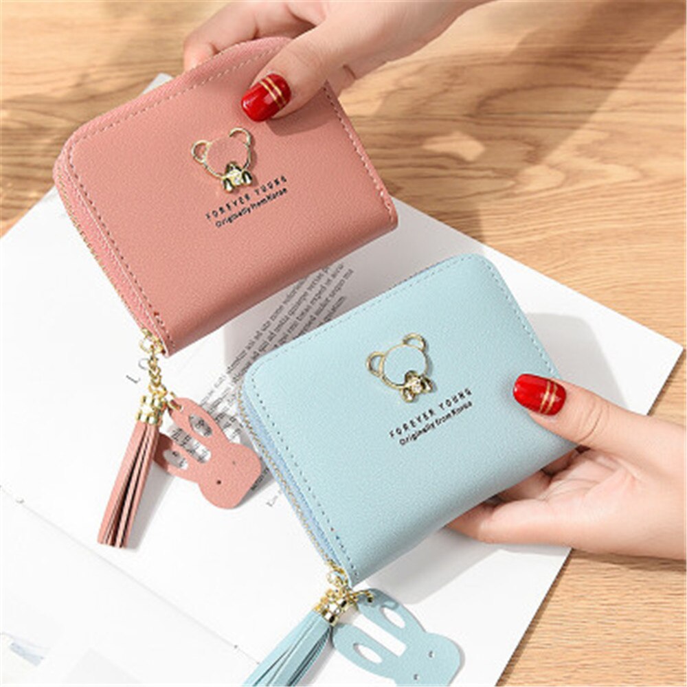 Petit portefeuille ours féminin à fermeture éclair | , porte-monnaie mignon femme, Mini sac à main japonais et coréen pour femmes