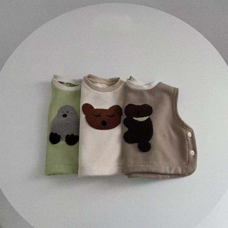 Baby Plus Fluwelen Vest Dikker Baby Warm Vest Jongens Leuke Dier Vest Voor Baby Meisje Warm Vest Mouwloze Kids Tops