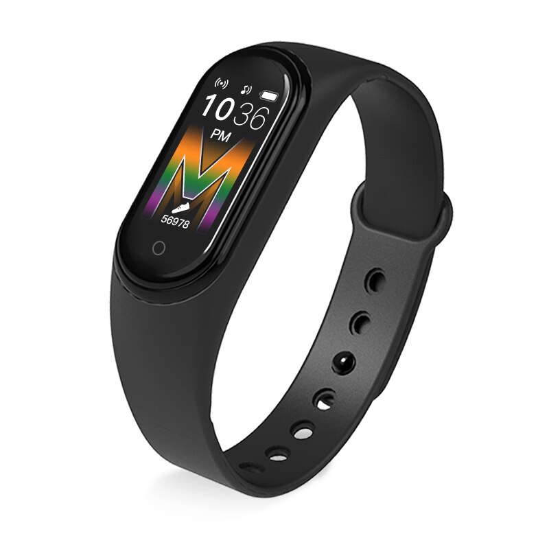 M5 smart ur fitnesstracker opkald musik afspil smartband smart armbånd pulsmåler smart band armbånd reloj inteligente: Sort