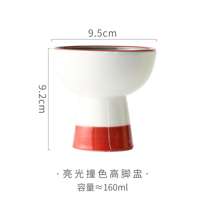 Ceramic High-leg Dinner Plate Fruit and Vegetable Salad Plate Seasoning Dish Restaurant Hotel Service Supplies Exquisite: J