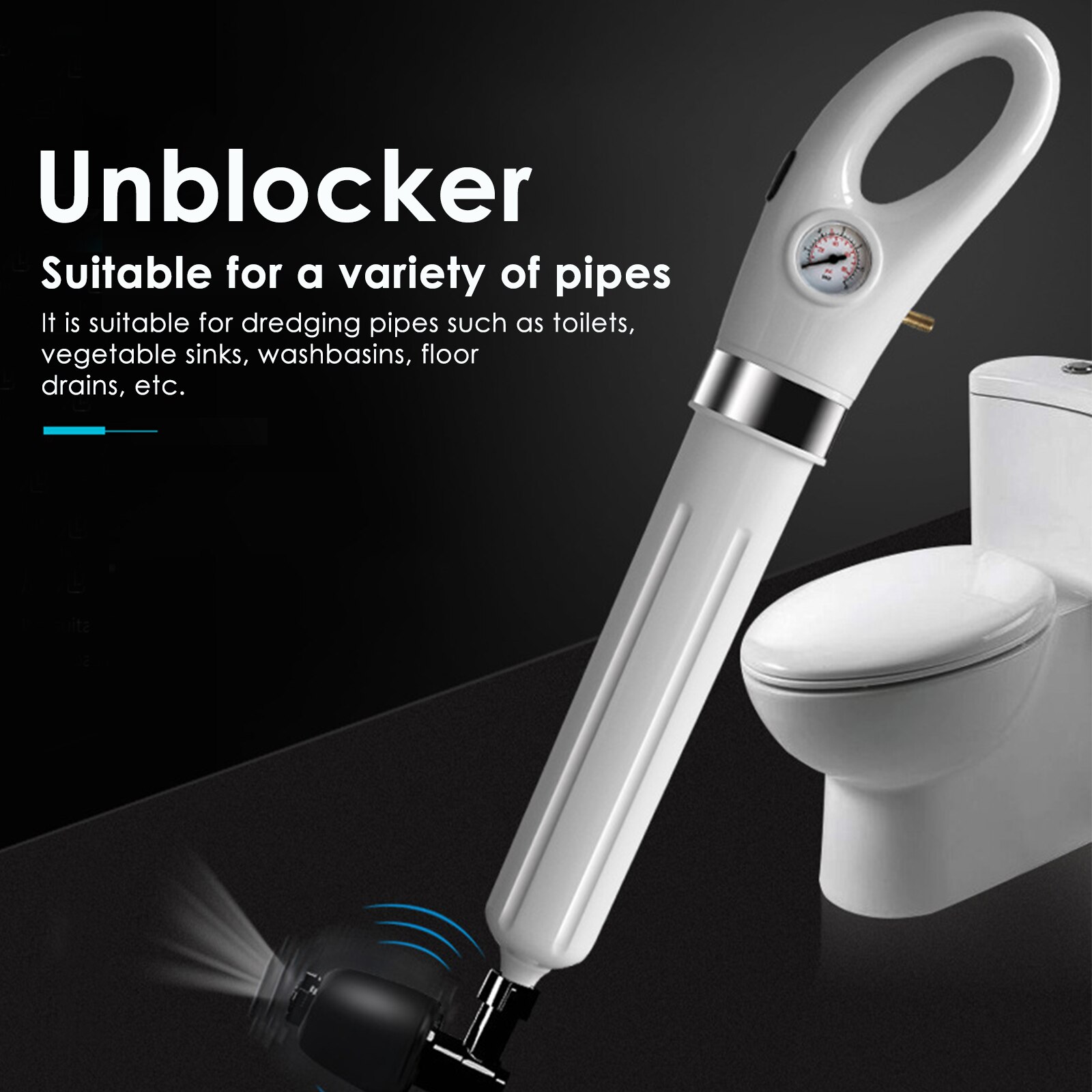 Sewer Dredge Clogged Toilet Plungers Drain Blaster High Pressure Cleaner Air Drain Cleaner Manual Pneumatic Dredge Tools