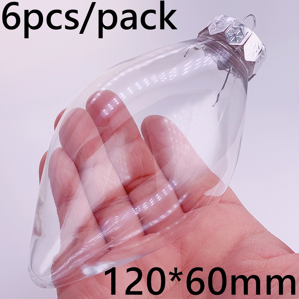 6 Stuks X Diy Shatterproof Transparant Huis Kerstversiering Kerstbal Ornament 115*60Mm Plastic Diamant: Rood