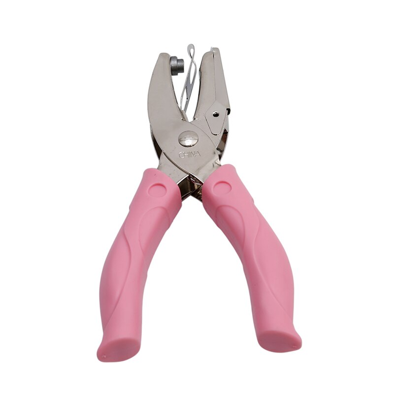 Hand Held 1 Hole Metal Paper Punch Single Heart Shape Hole Greeting Cards Scrapbook Notbook Puncher Hand Tool Pink Grip