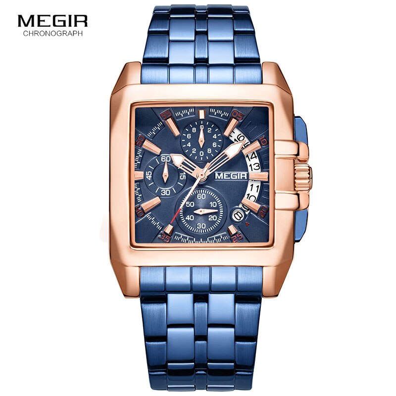 Megir Heren Horloge Top Roestvrij Staal Waterdichte Lichtgevende Quartz Horloge Mannen Mode Chronograaf Heren Sport horloge