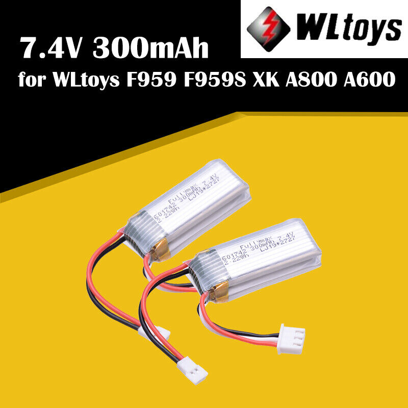 2pcs WLtoys RC Airplane Battery 7.4V 300mAh Battery for F959 Aircraft XK A800