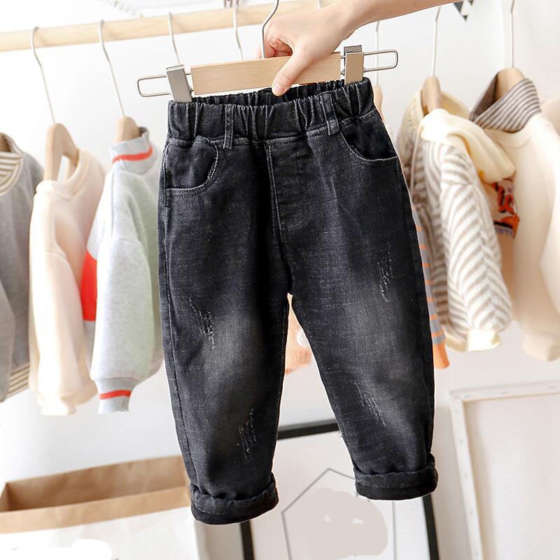 Jongens Jeans Zwarte Dikke Wam Winter Fleece Kinderen Broek Baby Peuter Kinderen Broek Kleding Voor Baby Jongen Broek Denim