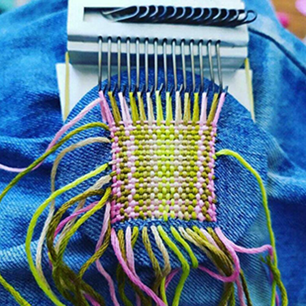 Mini Wooden Weaving Darning Loom Machine Loom Knitting Machine Home Fun Repair Loom Manual DIY Weaving Art Darning Tools